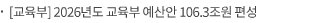 [교육부] 2026년도 교육부 예산안 106.3조원 편성